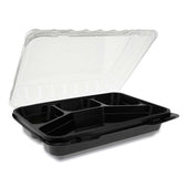 Pactiv ClearView SmartLock Black Clear 4 Compartment Hinged Lid Container, 10.75 x 8 x 3.25 inch -- 125 per case