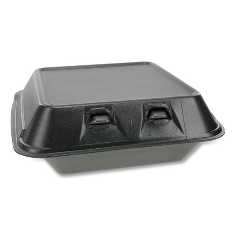 Pactiv SmartLock Black Medium Foam Hinged Container, 8 x 8.5 x 3 inch -- 150 per case