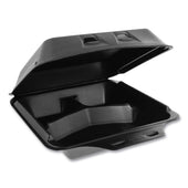 Pactiv SmartLock Black Large 3 Compartment Foam Hinged Container, 9 x 9.5 x 3.25 inch -- 150 per case