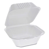 Pactiv White Sandwich Foam Hinged Lid Container, 5.75 x 5.75 x 3.25 inch -- 504 per case