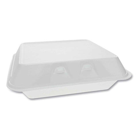 Pactiv SmartLock X Large White Foam Hinged Container, 9.5 x 10.5 x 3.25 inch -- 250 per case