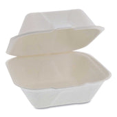 Pactiv EarthChoice Bagasse Natural Single Tab Lock Hinged Lid Container, 5.8 x 5.8 x 3.3 inch -- 500 per case