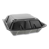 Pactiv Black Dual Tab Lock Foam Hinged Lid Container, 9 x 9 x 3.25 inch -- 150 per case