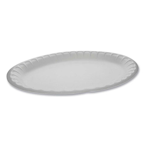 Pactiv White Unlaminated Foam Oval Platter, 11.5 x 8.5 inch -- 500 per case