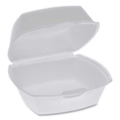 Pactiv White Single Tab Lock Foam Hinged Lid Container, 5.13 x 5.13 x 2.5 inch -- 500 per case