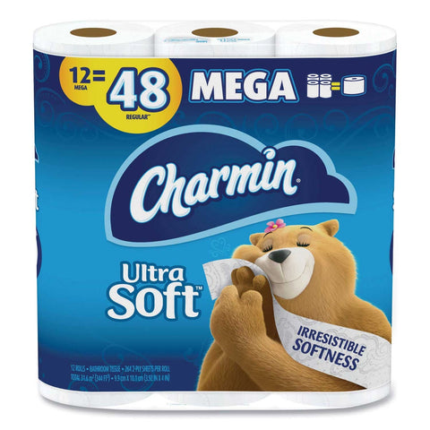Charmin White 2-Ply Septic Safe Ultra Soft Bathroom Tissue, 4 x 3.92 inch - 264 sheets per roll -- 48 rolls per case