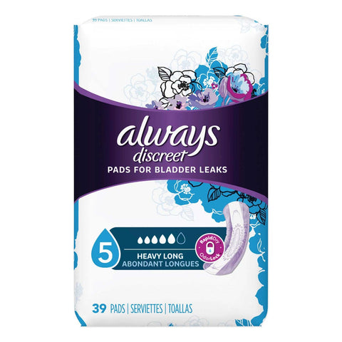 Always Discreet Heavy Long Sensitive Bladder Protection Pad - 39 per pack -- 3 packs per case