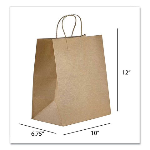Prime Time Packaging Natural Bistro Kraft Paper Bag, 10 x 6.75 x 12 inch -- 250 per case