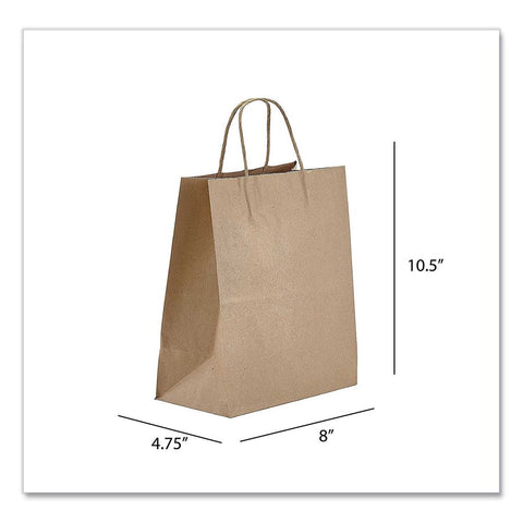 Prime Time Packaging Natural Tempo Kraft Paper Bag, 8 x 4.75 x 10.5 inch -- 250 per case