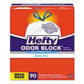 Hefty White 0.9 Mil Strong Tall Kitchen Drawstring Bag, 13 Gallon - 90 count per box -- 1 box per case