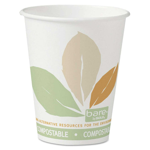 Dart Bare By Solo Eco-Forward Leaf Design SSPLA Paper Hot Cup, 8 Ounce - 50 per pack -- 20 packs per case