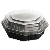 Dart Container OctaView Black Hot Food Container with Clear Hinged Lid, 31 Ounce -- 100 per case