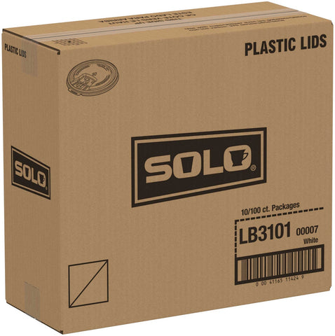 Solo White Liftback and Lock Tab Plastic Lid Only, 10 Ounce -- 1000 per case.