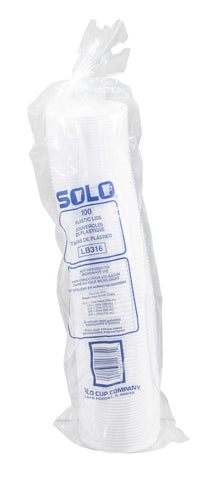 Solo White Liftback and Lock Tab Lid Only - Polystyrene, 10 to 24 Ounce -- 1000 per case.