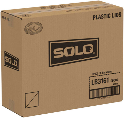 Solo White Liftback and Lock Tab Lid Only - Polystyrene, 10 to 24 Ounce -- 1000 per case.