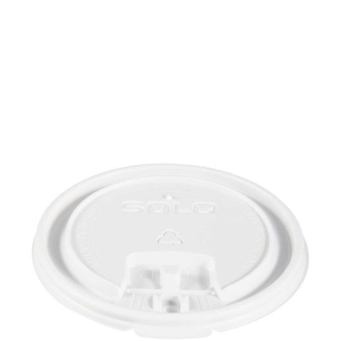 Solo White Liftback and Lock Tab Lid Only - Polystyrene, 10 to 24 Ounce -- 1000 per case.
