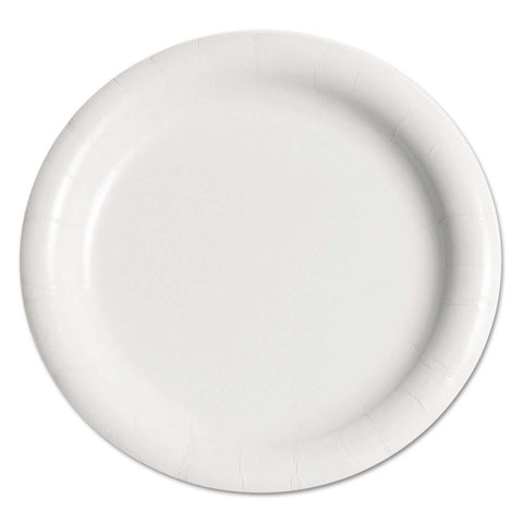 Dart Bare by Solo Forward Medium Weight Clay Coated Paper Round White Plate, 9 inch -- 500 per case