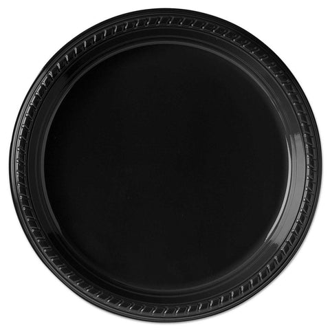Dart Polystyrene Black Medium Weight Party Plate, 10 1/4 inch -- 500 per case