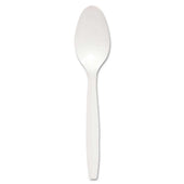 Dart Style Setter Polypropylene White Medium Weight Full Size Teaspoon, 5.9 inch Length -- 1000 per case