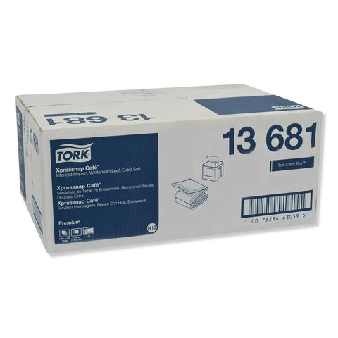 Tork White 2-Ply Premium Xpressnap Interfold Dispenser Napkins, 8.5 x 8.5 inch - 500 per pack -- 8 packs per case