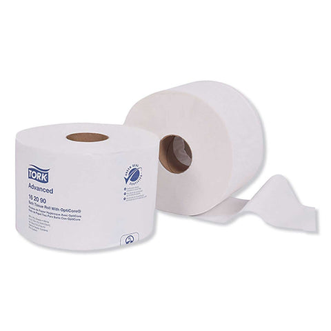 Tork 2 Ply White Septic Safe Advanced Bath Tissue Roll with OptiCore - 865 sheets per roll -- 36 rolls per case