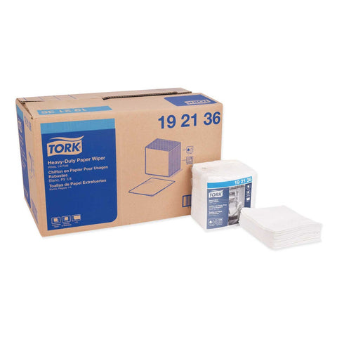Tork White 1/4 Fold Heavy Duty Paper Wiper, 12.5 x 13 inch - 56 per pack -- 16 packs per case