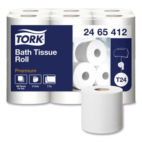 Tork White Septic Safe 2-Ply Premium Poly-Pack Bath Tissue, 4.1 x 4 inch - 400 sheets per roll -- 48 rolls per case
