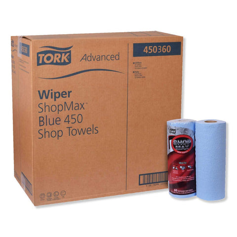 Tork Blue Advanced ShopMax Blue 450 Wiper Towel Roll, 11 x 9.4 inch - 60 per roll -- 30 rolls per case