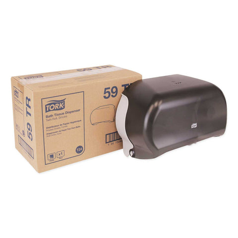 Tork Plastic Smoke Twin Standard Roll Bath Tissue Dispenser, 12.75 x 5.57 x 8.25 inch