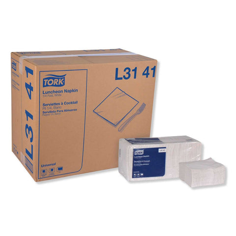 Tork 1 Ply White 1/4 Fold Universal Luncheon Napkin, 13 x 11.5 inch -- 6000 per case
