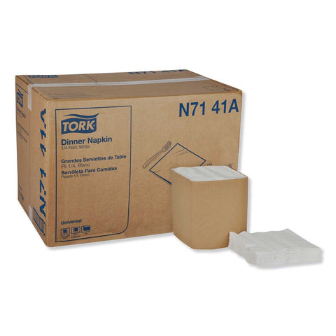 Tork 1 Ply White Paper 1/4 Fold Universal Dinner Napkin, 17 x 17 inch -- 4008 per case