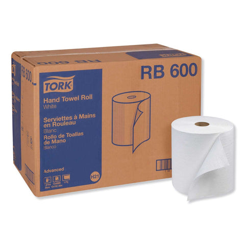 Tork One Ply White Advanced Hardwound Roll Towel, 7.88 inch x 600 Feet -- 12 rolls per case