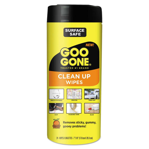 Goo Gone Citrus Scent White Clean Up Wipe, 8 x 7 inch - 24 count per pack