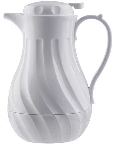 Tablecraft Polypropylene White Insulated Swirl Coffee Server, 40 Ounce