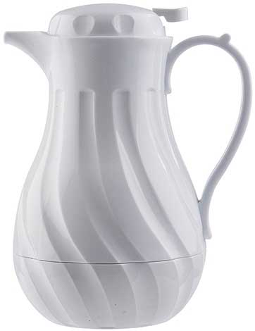 Tablecraft Polypropylene White Insulated Swirl Coffee Server, 64 Ounce