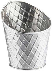 Tablecraft Lattice Collection Stainless Steel Slanted Round Fry Cup, 3.75 inch Dia x 4.75 inch