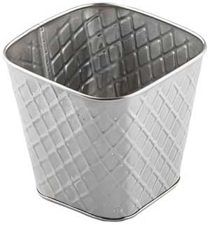 Tablecraft Lattice Collection Stainless Steel Tapered Square Fry Cup, 4 x 4 x 3.5 inch
