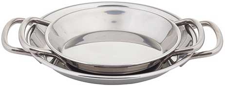 Tablecraft Stainless Steel Mini Paella with Handles, 6 inch