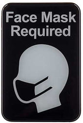 Tablecraft Black Self Adhesive Plastic Face Mask Required Sign, 6 x 9 inch