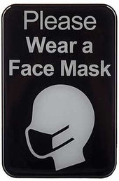 Tablecraft Black Self Adhesive Plastic Please Wear a Face Mask Sign, 6 x 9 inch