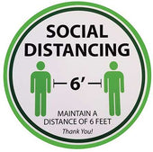 Tablecraft White Round Self Adhesive Vinyl Social Distancing Floor Sign, 11.75 inch -- 6 per case.