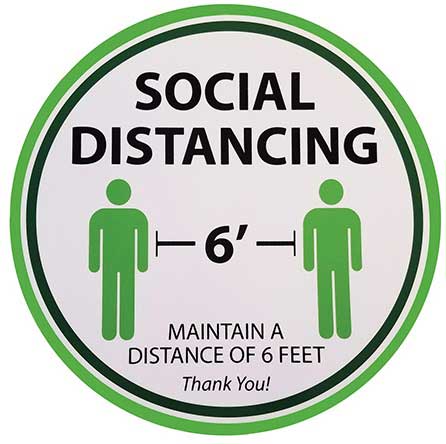 Tablecraft White Round Self Adhesive Vinyl Social Distancing Floor Sign, 11.75 inch -- 6 per case.