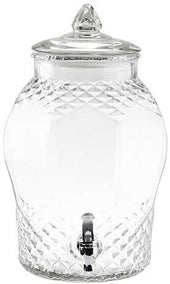 Tablecraft Decorative Clear Glass Beverage Dispenser, 2 Gallon