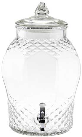 Tablecraft Decorative Clear Glass Beverage Dispenser, 2 Gallon
