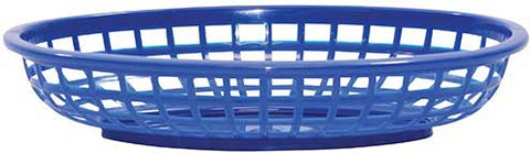 Tablecraft High Density Polyethylene Royal Blue Classic Oval Basket, 9.375 x 6 x 1.875 inch -- 36 per case.