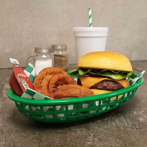 Tablecraft Plastic Green Oval Classic Basket, 9.3 x 6 x 1.875 inch -- 36 per case