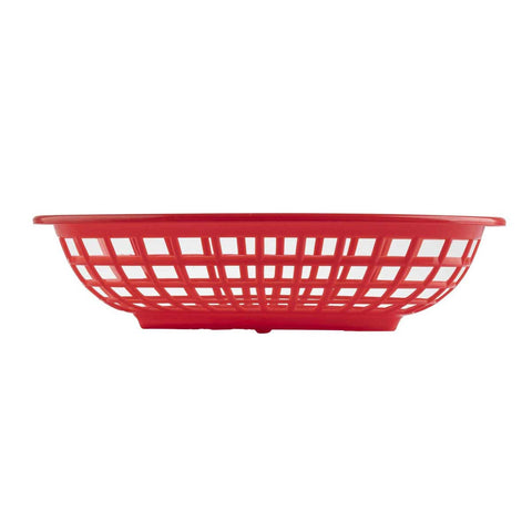 Tablecraft Plastic Red Oval Classic Basket, 9.3 x 6 x 1.875 inch -- 36 per case