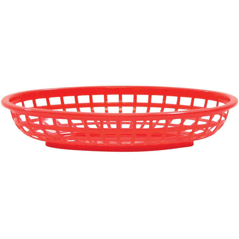 Tablecraft Plastic Red Oval Classic Basket, 9.3 x 6 x 1.875 inch -- 36 per case