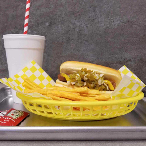 Tablecraft Plastic Yellow Oval Classic Basket, 9.3 x 6 x 1.875 inch -- 36 per case