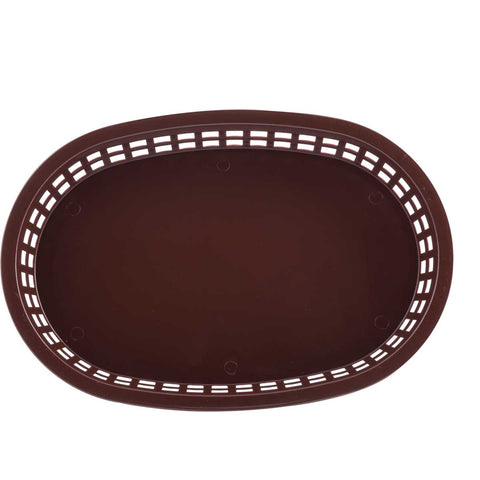 Tablecraft Plastic Brown Oval Chicago Basket, 10.5 x 7 x 1.5 inch -- 36 per case